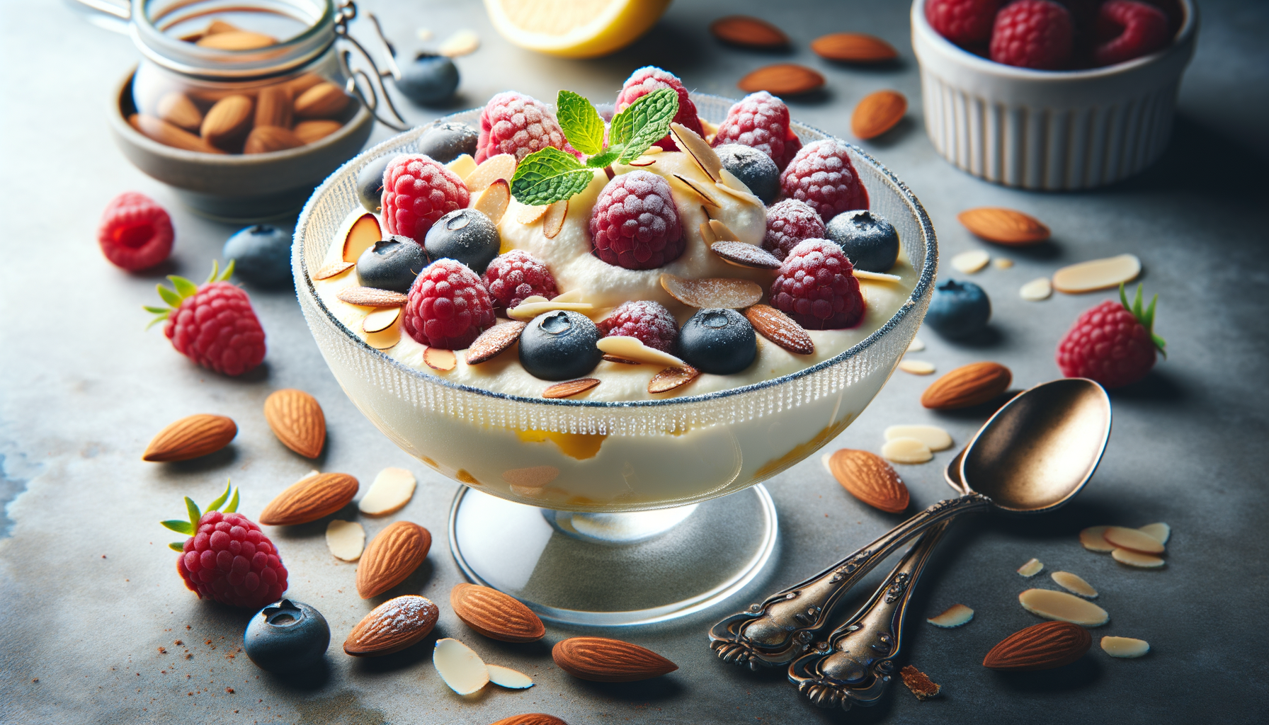 Italian Almond Ricotta Dessert with Berries and Honey